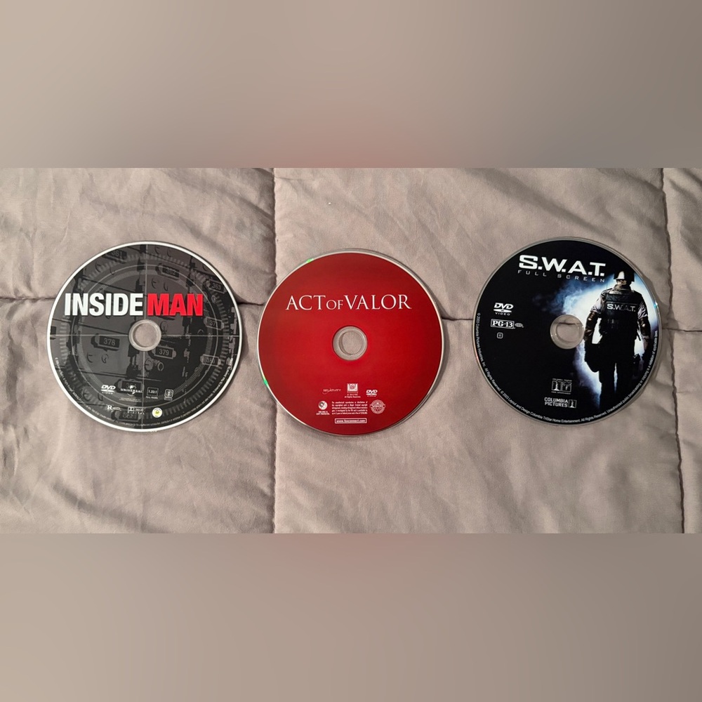 Action Movie Bundle DVDs- Inside Man, Act of Valor, and SWAT